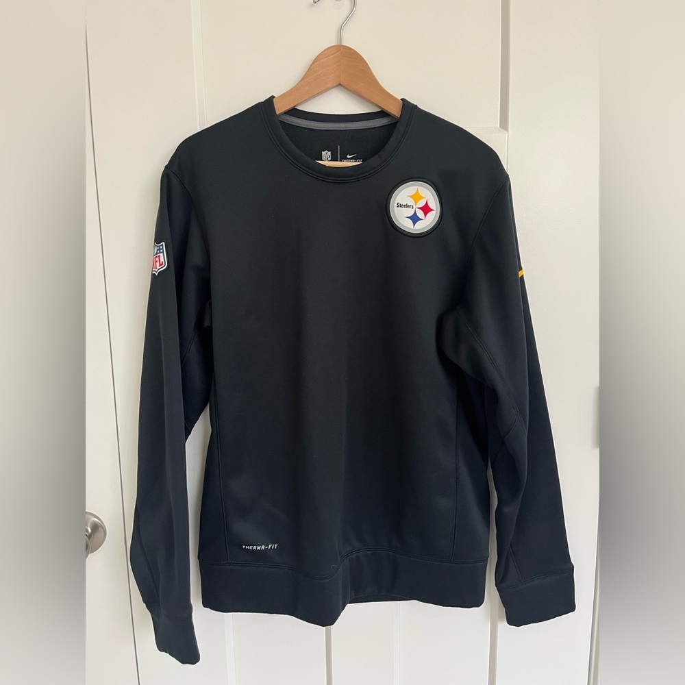 Nike Steelers Therma-Fit On Field Sweatshirt S Black NFL Sideline Crewneck Mens